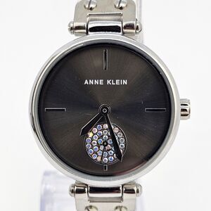 Anne Klein Women’s Watch 34mm Dark Gray Dial White Leather Bands New Battery‎